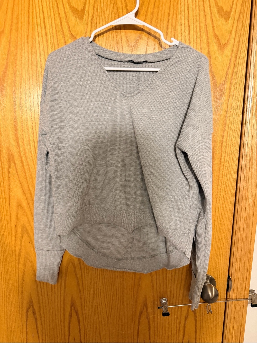 Magnolia Gray Waffle-Knit Long Sleeve Tee